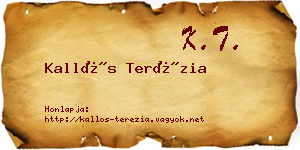 Kallós Terézia névjegykártya